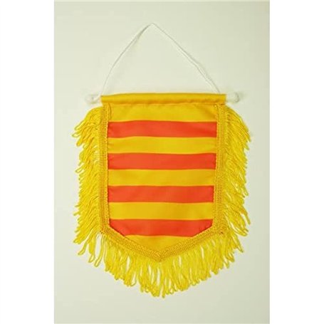AZ FLAG - Fanion Catalogne Pour Décoration Voiture Avec Cordelettes - Mini Drapeau Catalan - 13x10 cm