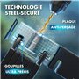 Zenacross - Antivol Vélo Haute Sécurité - Cadenas Résistant en Acier Carbone avec Support - Technologie SteelSecure et 3 clés po