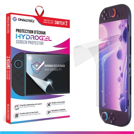 Oniverse Protection d’écran Hydrogel compatible avec Nintendo Switch 2 - Ecran de protection Haute Résistance chocs et rayures
