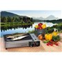 KEMPER - Plancha gaz portable 2300W plaque anti adhésive + 2 cartouches de gaz camping + Valise de transport