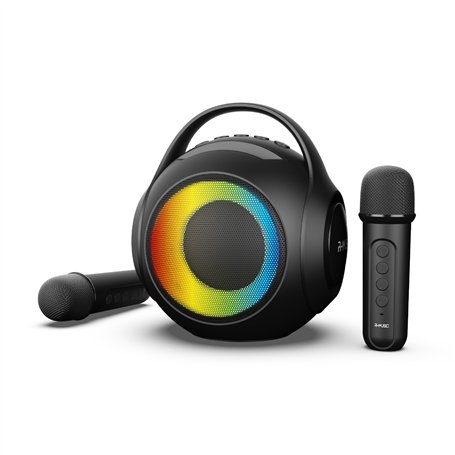 R-MUSIC – DUOLED – Enceinte RGB sans Fil avec 2 micros Karaoké – Ports AUX/Micro SD/USB