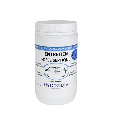 HYDRODIV - Entretien 7 Mois pour Fosse Septique - Aux Bactéries Et Enzymes - Non Pathogène - Fosse Septique Toutes Eaux Et Filtr