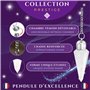 Pendule Divinatoire CRISTAL DE ROCHE Naturelle Cône à 12 Facettes avec Chambre Témoin – Collection PRESTIGE – Pendule de Radiest