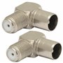 AERZETIX - C69026 - Lot de 2 Connecteurs d'antenne TV mâle vers fiche F femelle angulaire à 90° pour câble coaxial - adaptateur