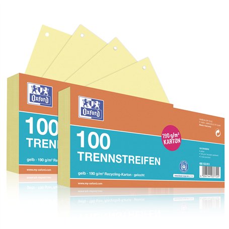 Oxford Lot de 200 intercalaires perforés en carton jaune 190 g/m²