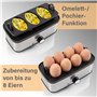 ProfiCook® Cuisinier d'oeufs pour jusqu'à 8 oeufs | avec fonction omelette/poche | Porte-oeufs & bol doseur avec pic à oeufs | C