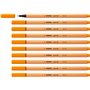STABILO Stylo feutre pointe fine point 88 - Lot x 10 stylos feutres - Orange (88/54)