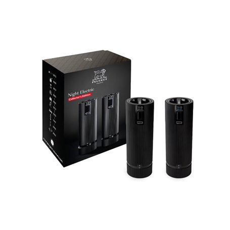 PEUGEOT - Duo Moulin à Poivre + Sel Électriques Rechargeables Line u'Select Zirlion 15 cm - Grains De Poivre + Sel Gemme Inclus