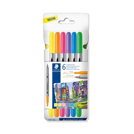 Staedtler 3200 C6F Lot de 3200 feutres à double pointe « fluo »