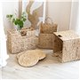 HMF Porte-revues tressé en jacinthe d'eau | 2 compartiments | 40 x 20 x 33 cm, Naturel