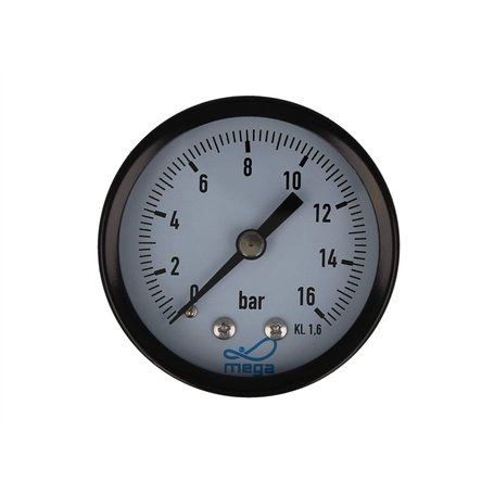 Mega manomètre de pression 0-16 bar - Raccord 1/4" vers l'arrière - Diamètre axial : 50 mm