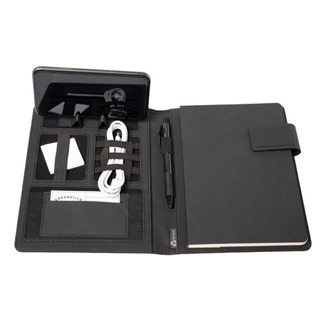 Stop Ocean Plastic 46222 RPET Belize Porte-documents en nylon PET et cuir Format A5 Organiseur pour bureau et quotidien Anthraci