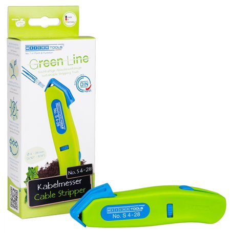 WEICON TOOLS Couteau à câble No. S 4-28 Green Line | matières premières durables | pour 4-28 mm | y compris lame à crochet escam