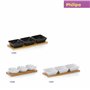 Kela 12261 Set Apéritif 3 Coupelles Carrées en Porcelaine, Plateau en Bambou 33,5x12x5 cm, 'Philipa', Blanc