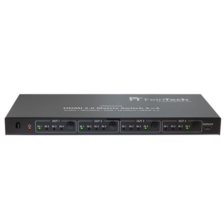 FeinTech VMS04400 Commutateur Matrice HDMI 2.0 Matrix Switch 4x4 avec Downscaler 4 entrées et 4 Sorties 4K 60Hz Ultra-HD