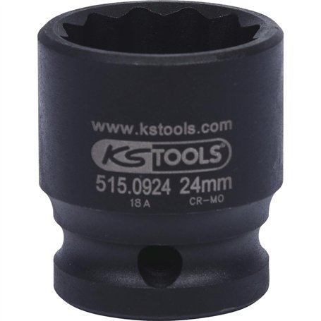 KS Tools 515.0924 Douille à chocs courte 12 pans 1/2'' 24 mm