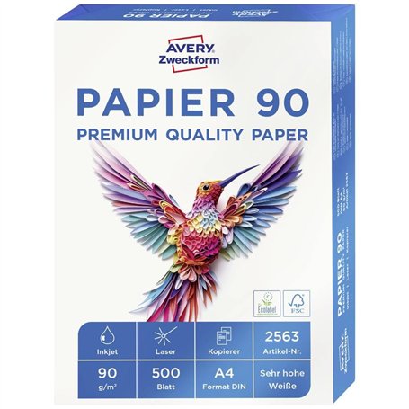 Avery Zweckform 2563 Papier Qualité premium pour imprimantes laser et jet d'encre Sans bois