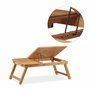 Relaxdays 10022219 Table d’Ordinateur Portable pour Lit Hauteur Réglable, Plateau en Bambou avec Tiroir, 30x69x35cm, Nature, HLP