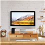 Relaxdays Support pour écran en bambou avec 2 tiroirs et compartiments pour écran Blanc cassé 14 x 60 x 30 cm