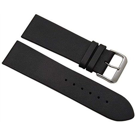 myledershop 24mm Cuir de Veau Bracelet de Montre Made in Germany en Noir avec Boucle en Argent MJ-Design-Germany INCL Instructio