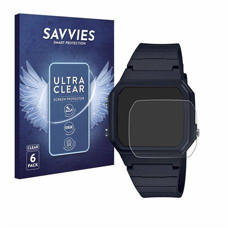 savvies Protection Ecran pour Casio Unisex F-91W (6 Pièces) - Film Protection Ultra Clair