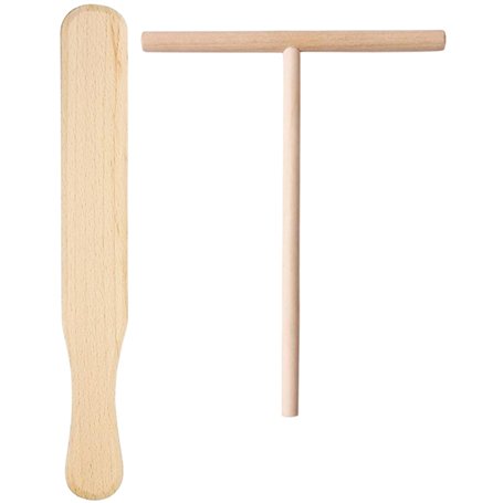 Teemando® Crêpes Lot de 2 pièces pour crêpes et distributeur en bois de hêtre 30 cm pour crêpes