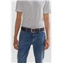 BOSS Hommes Jemio Sz40 Ceinture en cuir de buffle avec boucle logo et garniture argentée