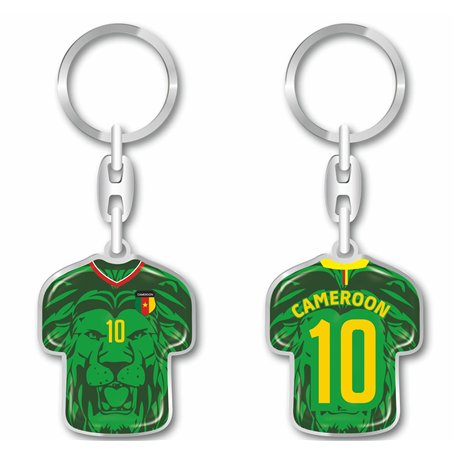 daged Porte-clés Cameroun - En forme de maillot - Revêtement en résine - Effet 3D + autocollant - Fonctionnalité pratique - TR