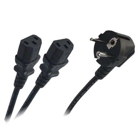 odedo Câble d'alimentation en Y - 1 prise Schuko coudée vers 2 prises femelle C13/IEC13 - 1