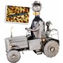 Brubaker - Porte-bouteille de vin - Sous forme de tracteur avec conducteur et chien - Objet décoratif en métal - Avec carte de v