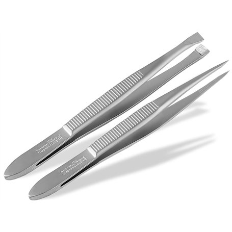 Solingen Kit de pinces à épiler professionnelles 2 pièces pointues droites précises fabriquées en Allemagne Pincettes à sourcils