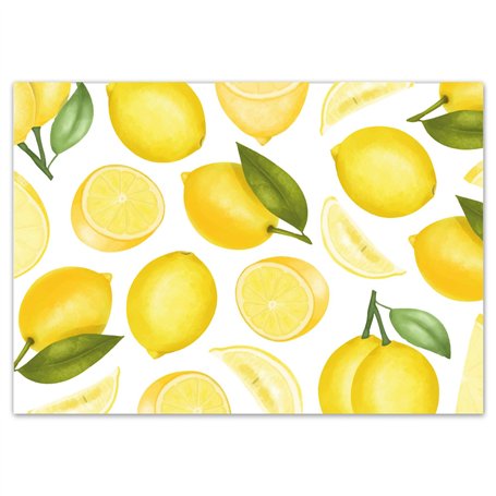 younikat 100 Sets de Table avec Motif de Citron I Format DIN A3 rectangulaire I Set de Table en Papier I Set de Table jetable I