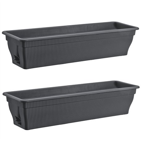 BURI Lot de 2 jardinières de 80 cm avec réservoir d'eau anthracite 18 l – Jardinière résistante aux intempéries avec insert pour