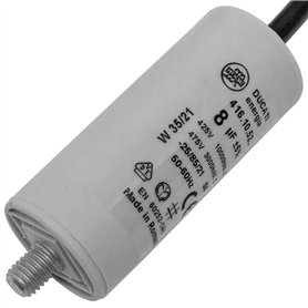 Lumonic Condensateur de démarrage 416.10.52 B [incl. câble 35cm] | Condensateur moteur 8µF 400V 30x70mm I Condensateur dans un b