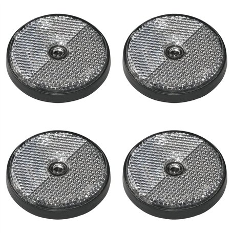 Multibros Lot de 4 réflecteurs ronds blancs - Certifié E4 - Diamètre 60 mm - Pour voiture