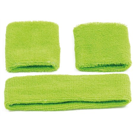 PartyXPeople Bandeau éponge Vert 3 pièces | Style rétro années 80 | Accessoires de Costume de Sport | Accessoire de déguisement