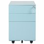 Caisson de Rangement à Roulettes avec 3 Tiroirs en Acier Bleu Clair Industriel Cami