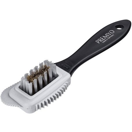 PREMYO Brosse à Poils Laiton et Nylon Nettoyage Efficace à Chaussures à Daim Nubuck Suédé Cuir Pleine Fleur avec Manche Durable