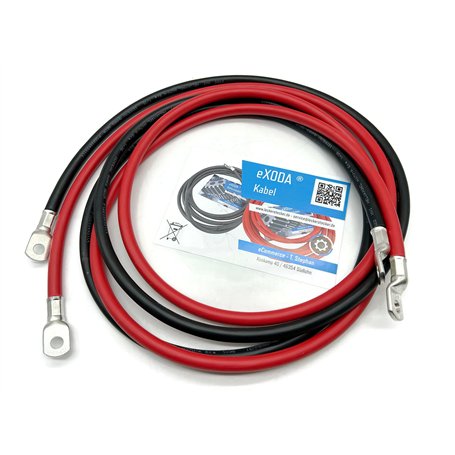 eXODA Câble de batterie 200cm câble d'alimentation en cuivre 35 mm² avec cosses à œillets M8