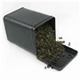 Dosenritter | 2 x boîte carrée de conservation/boîte à thé, EMPILABLE, noire, étanche, en fer blanc pour env. 400g de thé | 15,3