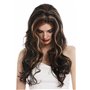 WIG ME UP - TYS-1182-1B/30/22 perruque dames très longue ondulée raie centrale noir avec mèches highlights brun cuivré blond