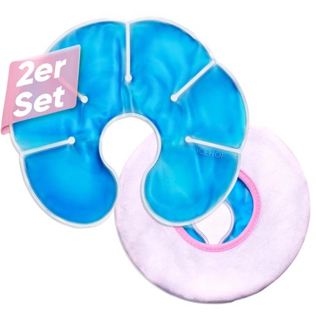 ICEHOF Lot de 2 coussinets rafraîchissants pour l'allaitement - Avec housses - Compresse froide et chaude - Coussin rafraîchissa