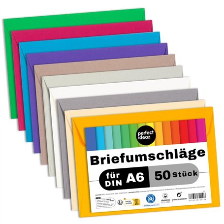 perfect ideaz • 50 enveloppes DIN-C6 sans fenêtre