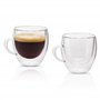 Zobel Lot de 2 tasses à cappuccino - 200 ml - Double paroi avec anse - Tasses à café et verres à thé - Dessous de verre en feutr