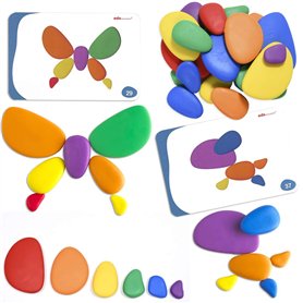 Rainbow Pebbles - Ensemble de 36 + 40 activités - Les Blocs Originaux de tri et d'empilage des Couleurs - Jeux mathématiques pré Rainbow Pebbles - Ensemble de 36 + 40 activités - Les Blocs Originaux de tri et d'empilage des Couleurs - Jeux mathématiques pré
