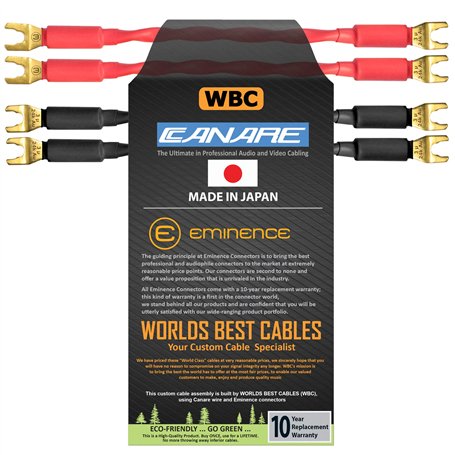 WORLDS BEST CABLES - 4 unités - 15 cm - Canare 4S11 - Qualité audiophile - 11 AWG - Câble de démarrage pour haut-parleur HiFi av