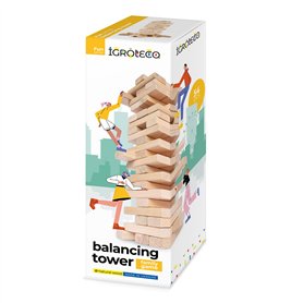 Igroteco® Tour d’Équilibre en Bois – 54 Pièces – Jeu d’Adresse Classique pour Enfants et Famille – Bois Naturel des Carpates – J Igroteco® Tour d’Équilibre en Bois – 54 Pièces – Jeu d’Adresse Classique pour Enfants et Famille – Bois Naturel des Carpates – J