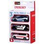 Bburago - Véhicules des Urgences Françaises - Miniatures à l'échelle 1:43 - Pack de 3 Véhicules - Police Municipale, Sapeurs Pom