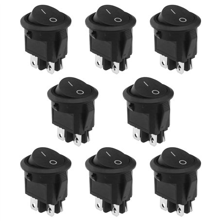 YINETTECH 8pcs Interrupteur à Bascule 4 Broches 2 Positions Interrupteur Marche/Arrêt Bouton à Bascule Rond AC 10A 125V/6A 250V