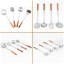 Dropfree Long Manche en Acier Inoxydable Wok Spatule Cuisine Fente Riz CuillèRe Louche Outils de Cuisson Ensemble D'Ustensiles